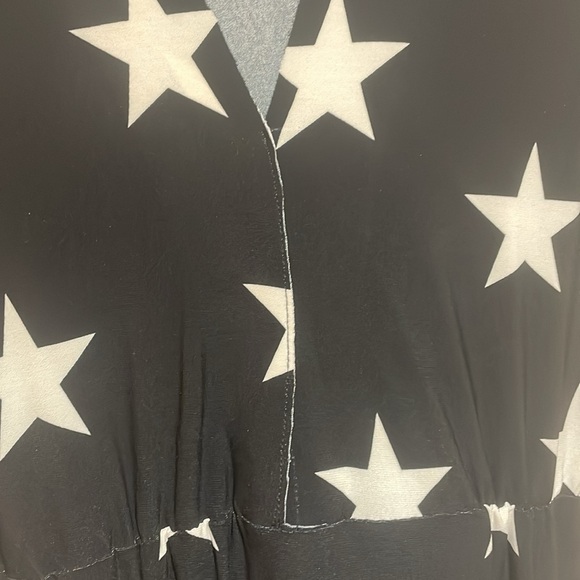 Norma Kamali V-Neck Star Print Pattern Black White Maxi Dress Size Medium - Picture 5 of 15